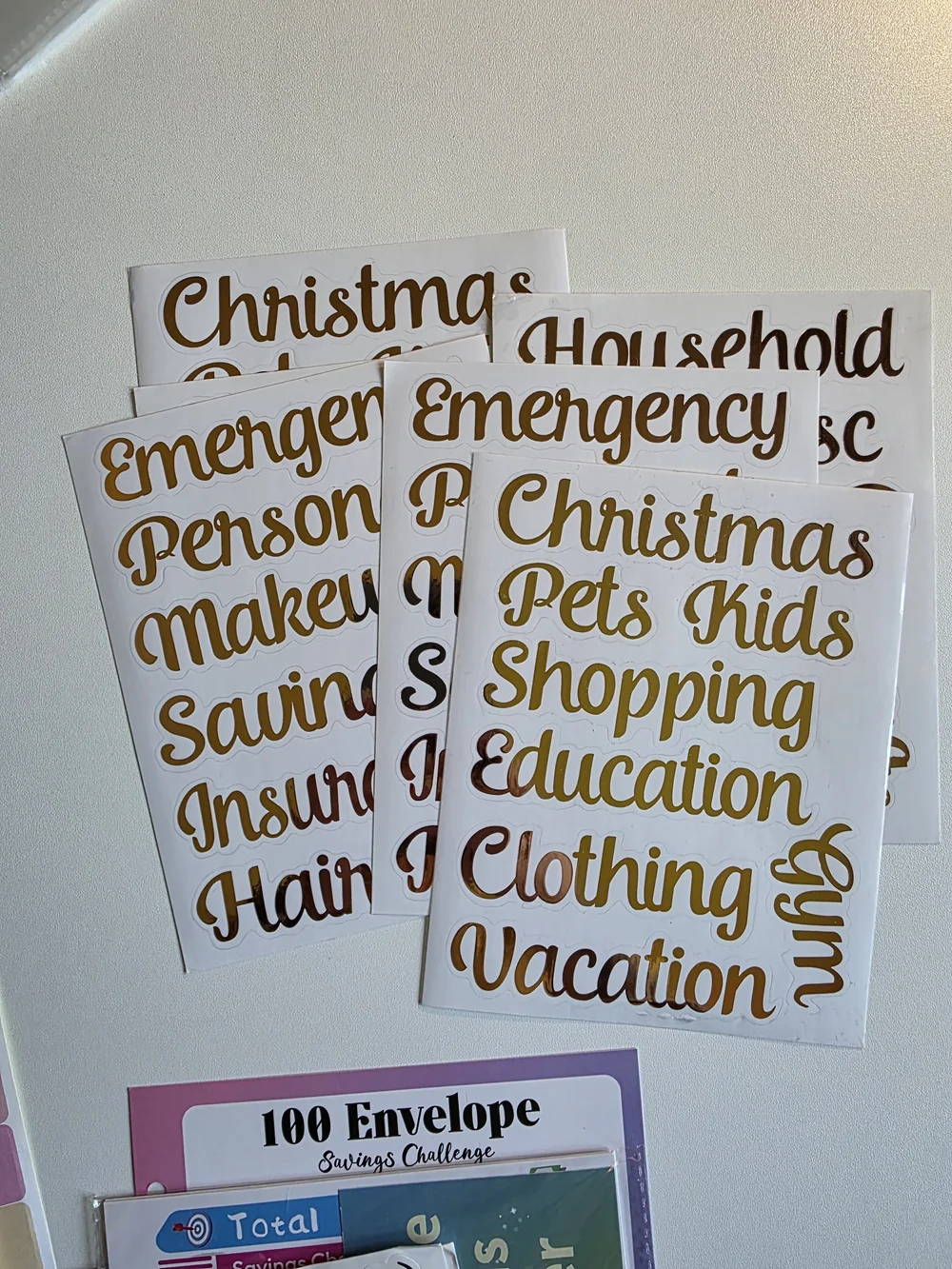 A5 & A6 Savings & Budget Vinyl Sticker Set - Gold & Brown Script LOT